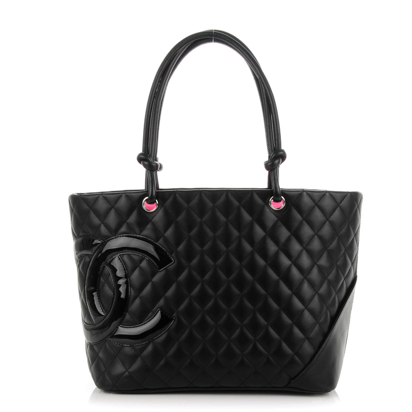Calfskin Quilted Large Cambon Tote Black