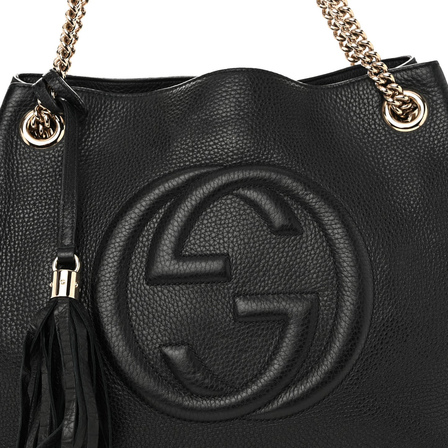 Pebbled Calfskin Medium Soho Chain Shoulder Bag Black