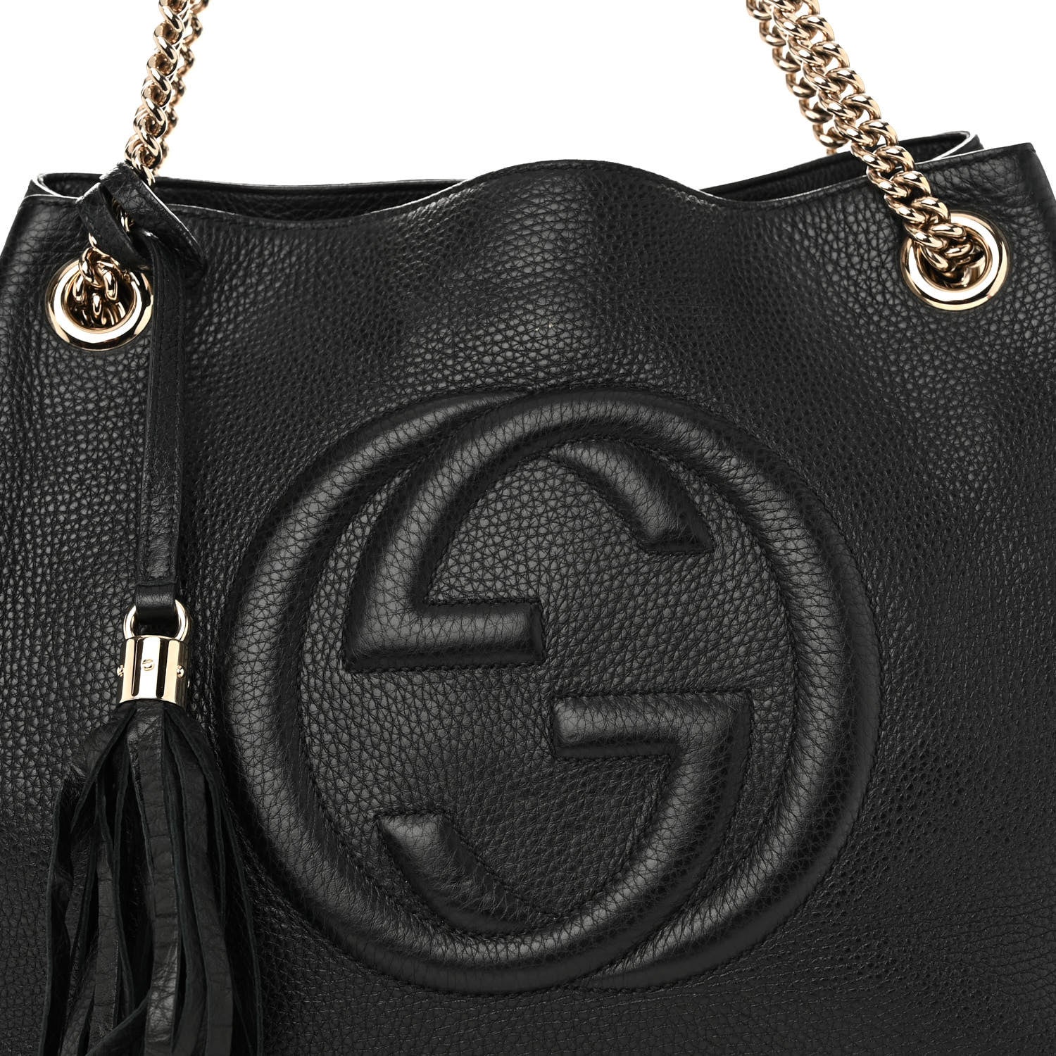 Gucci Pebbled Calfskin Medium Soho Chain Shoulder Bag Black 7 of 9