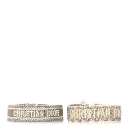 Christian Dior Woven Cotton Friendship Bracelet Set Grey 1 of 4