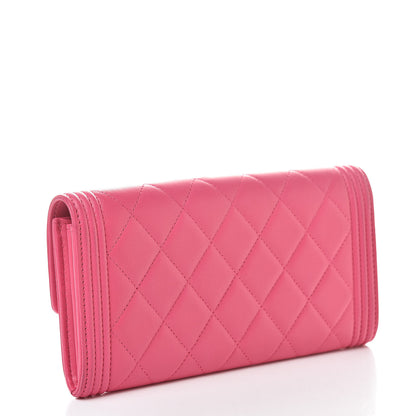 Chanel Lambskin Quilted Boy Flap Wallet Fuchsia 3 of 8