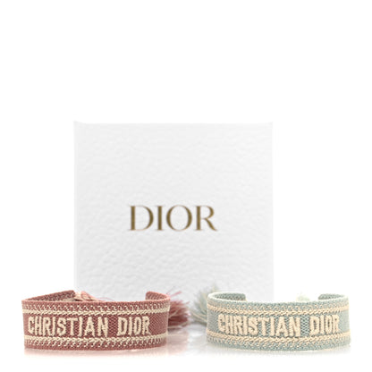 Christian Dior Woven Cotton J'Adior Friendship Bracelet Set Pink Blue 4 of 4