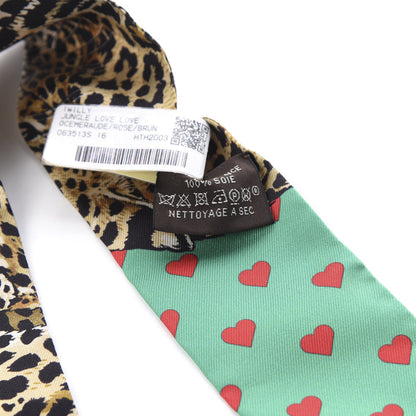 Hermes Silk Jungle Love Love Twilly Emeraude Rose Brun 2 of 4