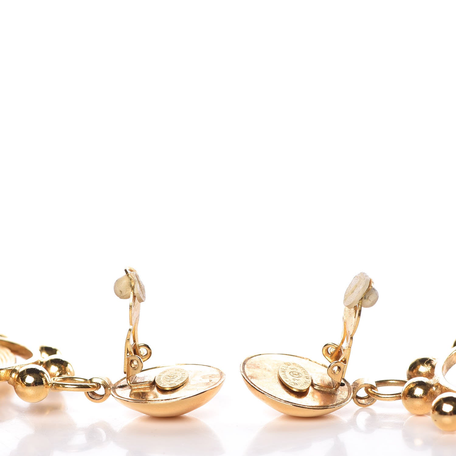 Chanel CC Large Drop Clip On Earrings Gold 3 of 4