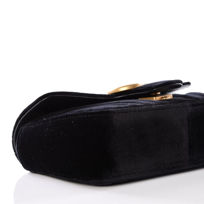Gucci Velvet Matelasse Mini GG Marmont Shoulder Bag Black 5 of 9