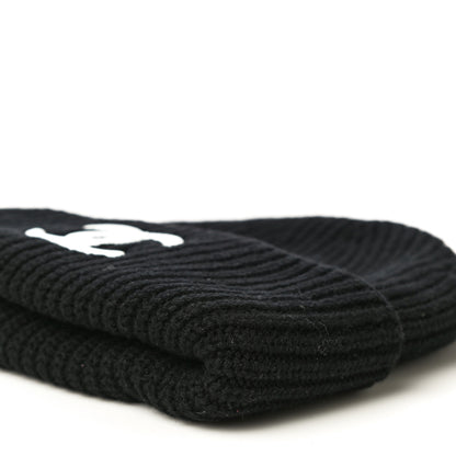 Chanel Wool Cashmere CC Beanie Hat Black White 8 of 8