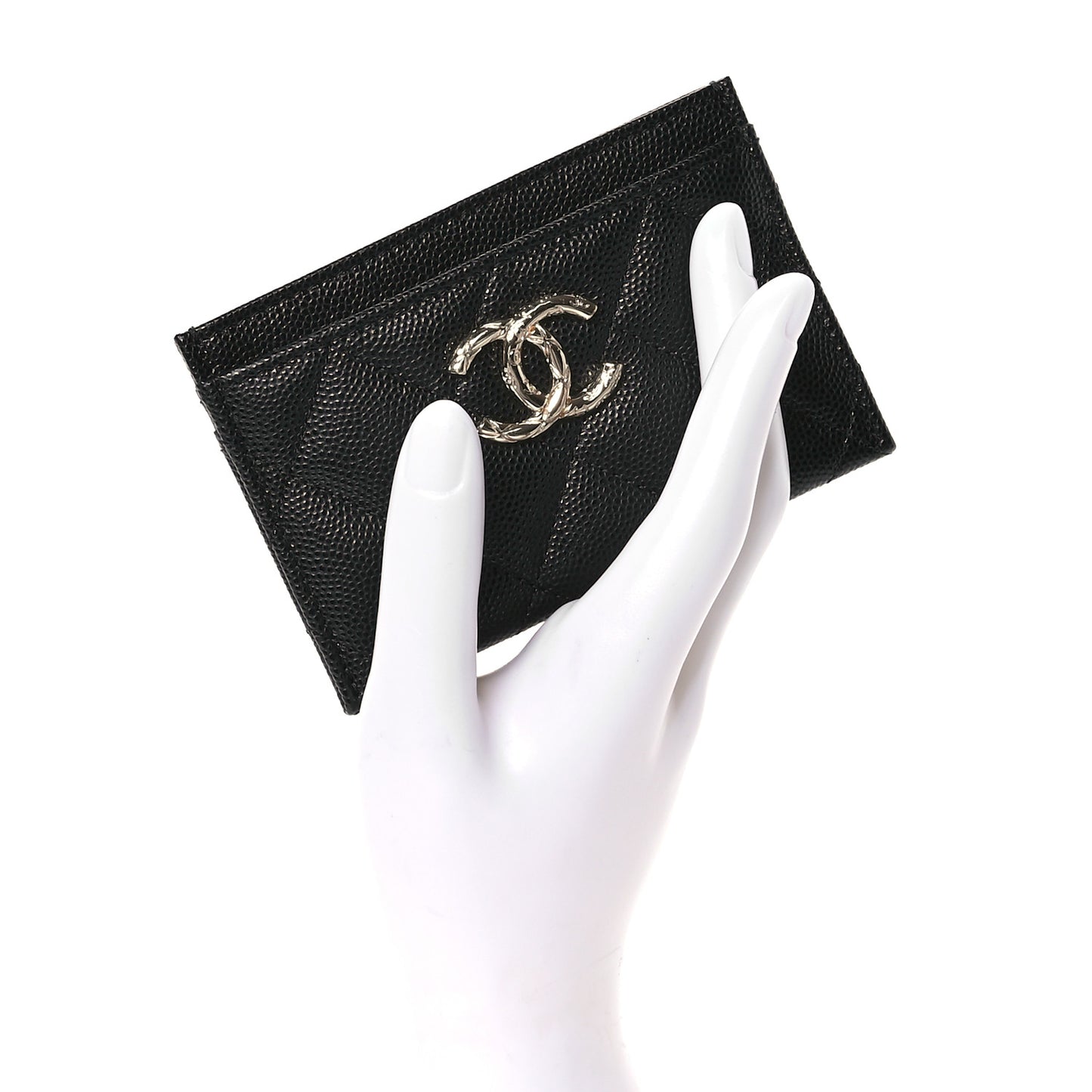 Caviar Quilted CC Card Holder Black
