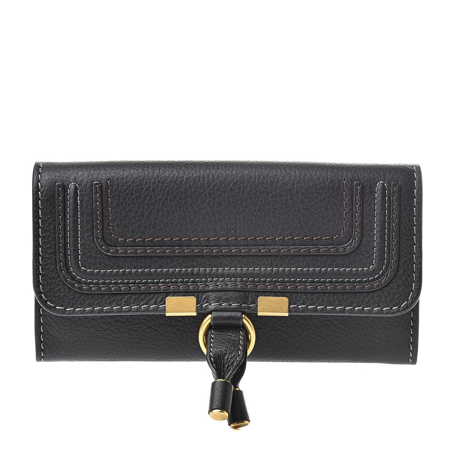 Calfskin Marcie Continental Flap Wallet Black