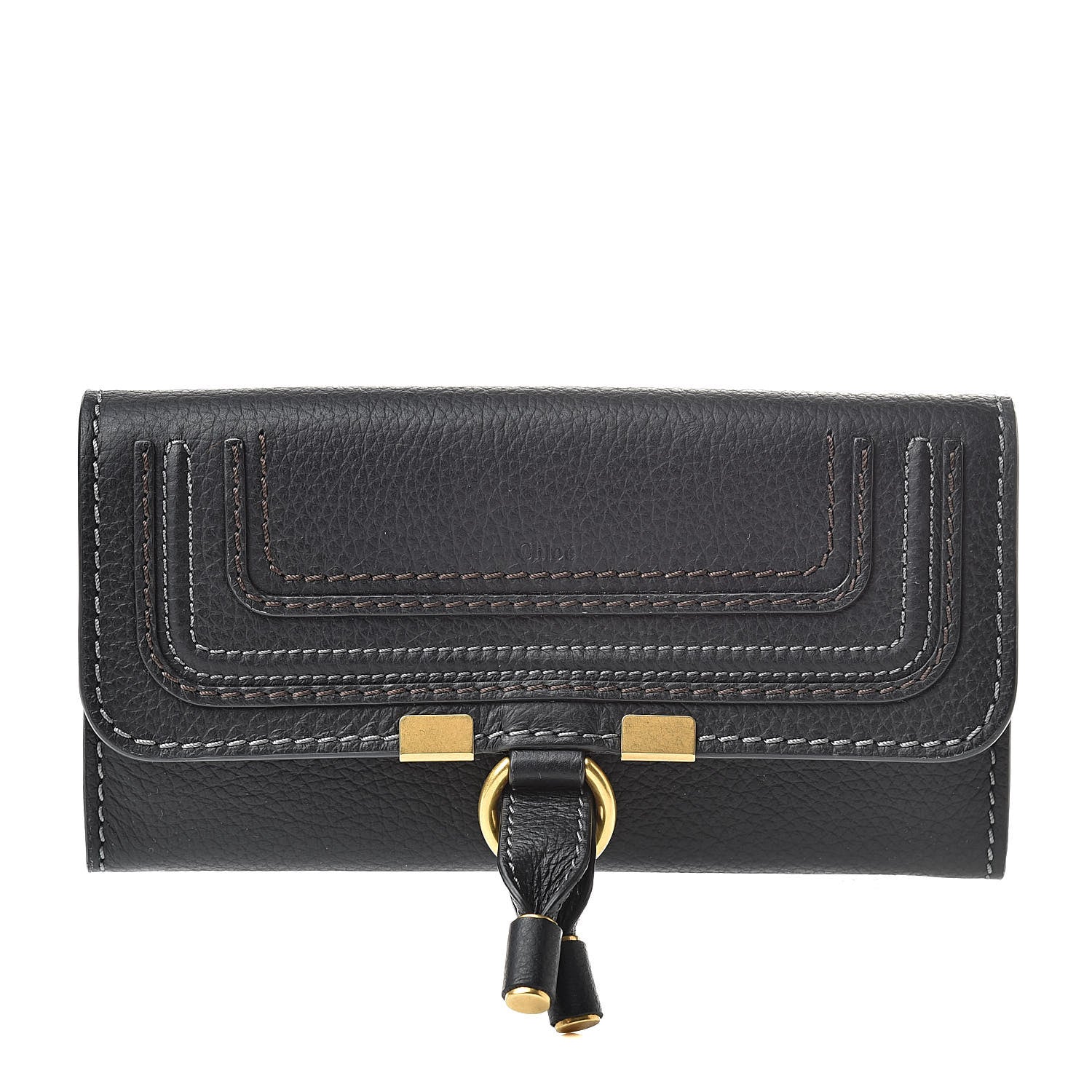Chloe Calfskin Marcie Continental Flap Wallet Black 1 of 8