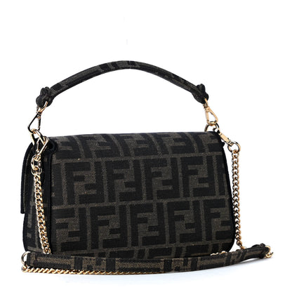 Fendi Fabric Jacquard FF 1974 Mini Baguette Tobacco Moro Black 3 of 8