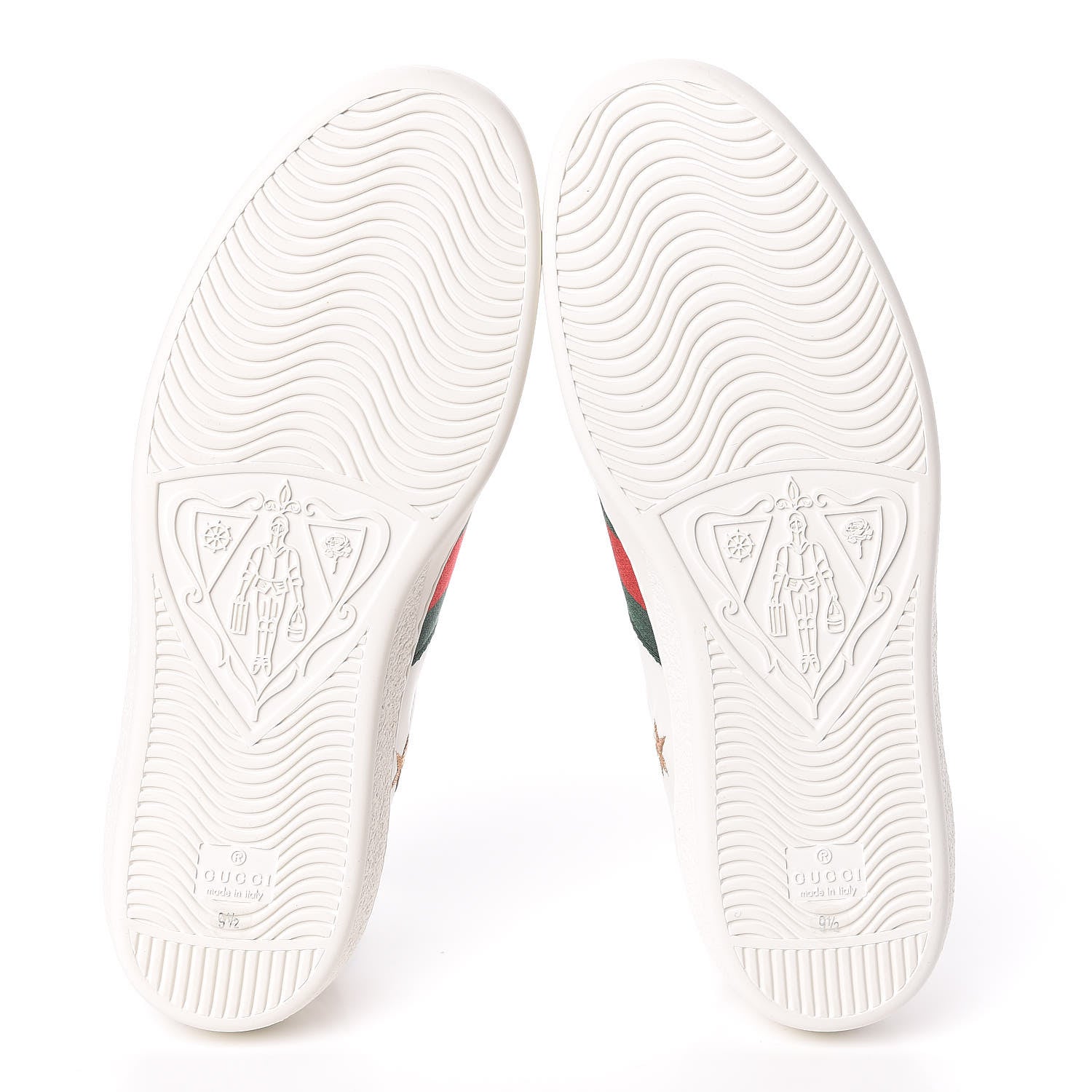 Gucci Calfskin Ayers Web Bee Star Embroidered Mens Ace Sneakers 9.5 White Green 5 of 10