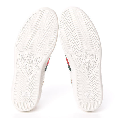Gucci Calfskin Ayers Web Bee Star Embroidered Mens Ace Sneakers 9.5 White Green 5 of 10