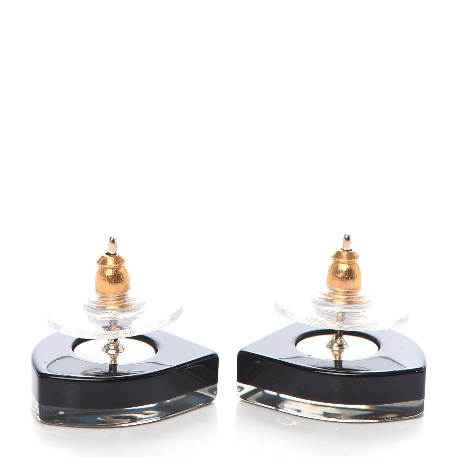Chanel Enamel CC Shield Earrings Gold Black 3 of 4