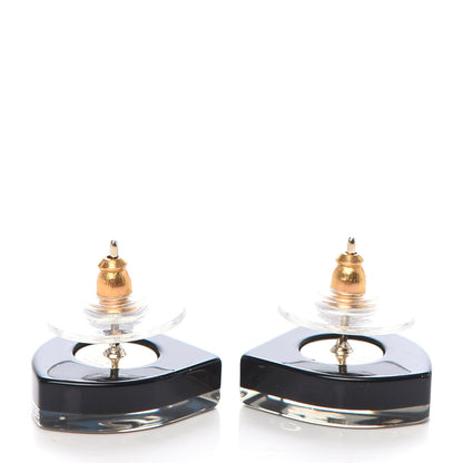 Chanel Enamel CC Shield Earrings Gold Black 3 of 4