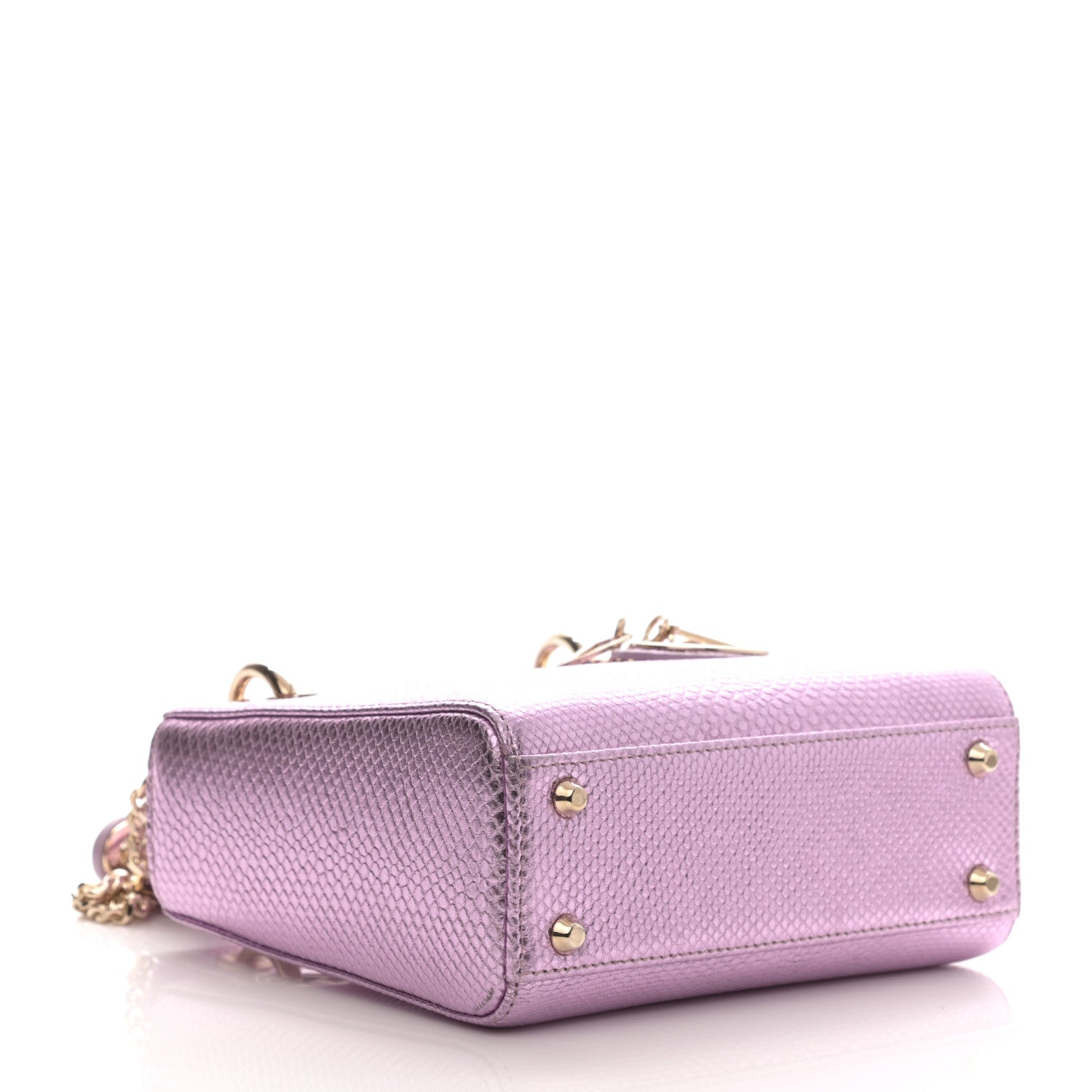 Christian Dior Metallic Snakeskin Mini Lady Dior Pink 3 of 9