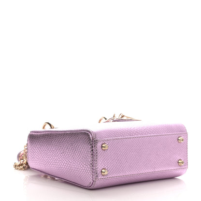 Christian Dior Metallic Snakeskin Mini Lady Dior Pink 3 of 9
