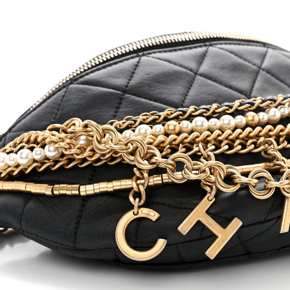 Chanel Lambskin Quilted All About Chains Waist Belt Bag Black 9 of 10