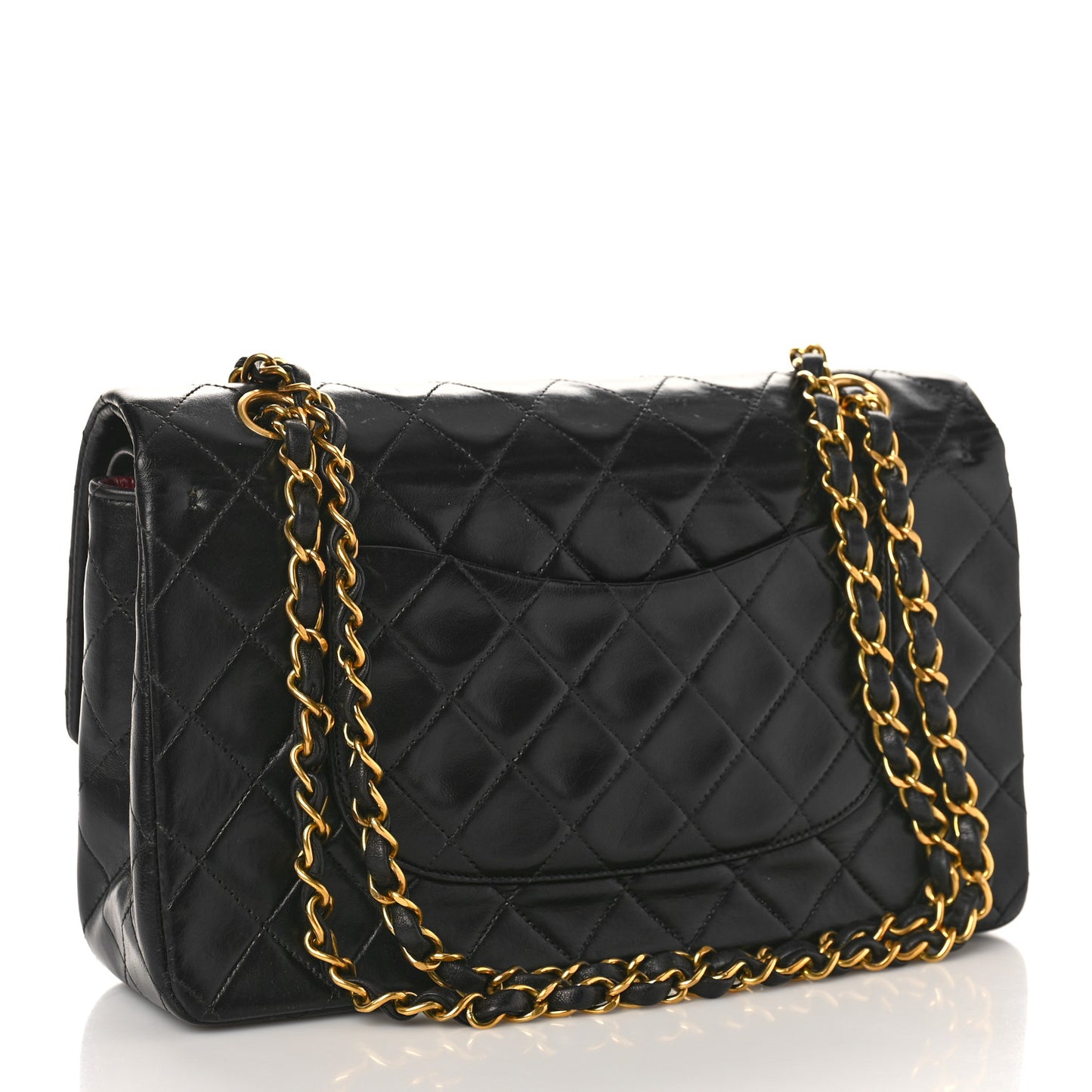 Lambskin Quilted Medium Double Flap Black