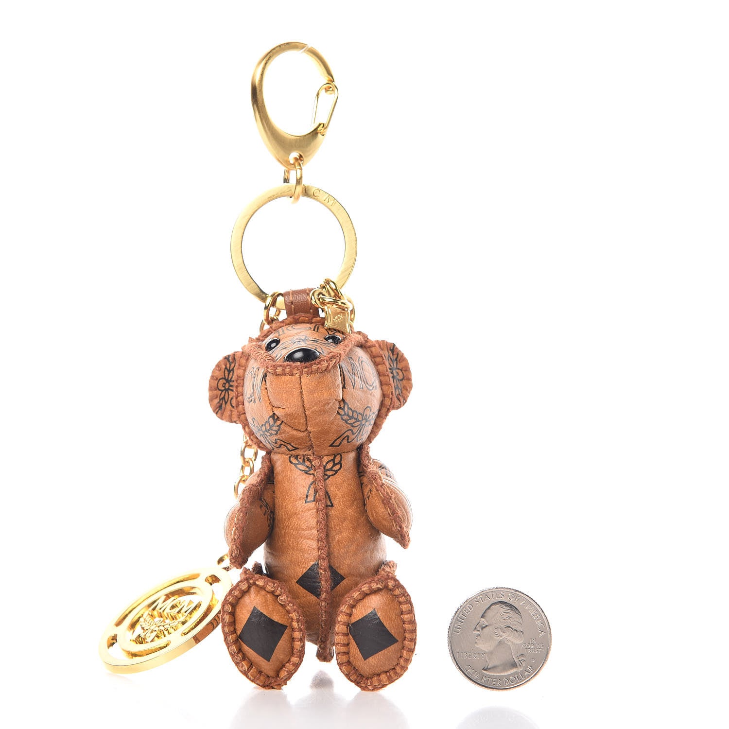 MCM Visetos Bear Key Ring Bag Charm Cognac 2 of 6