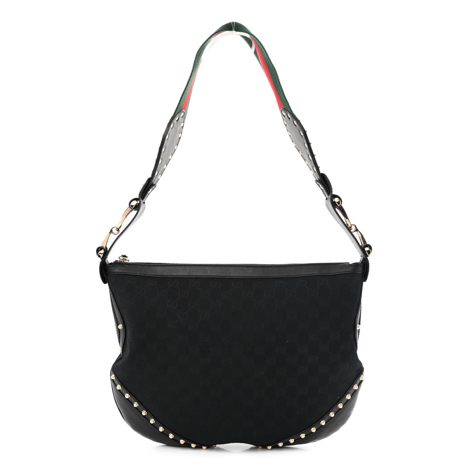 Gucci Monogram Pelham Studded Shoulder Bag Black 1 of 10