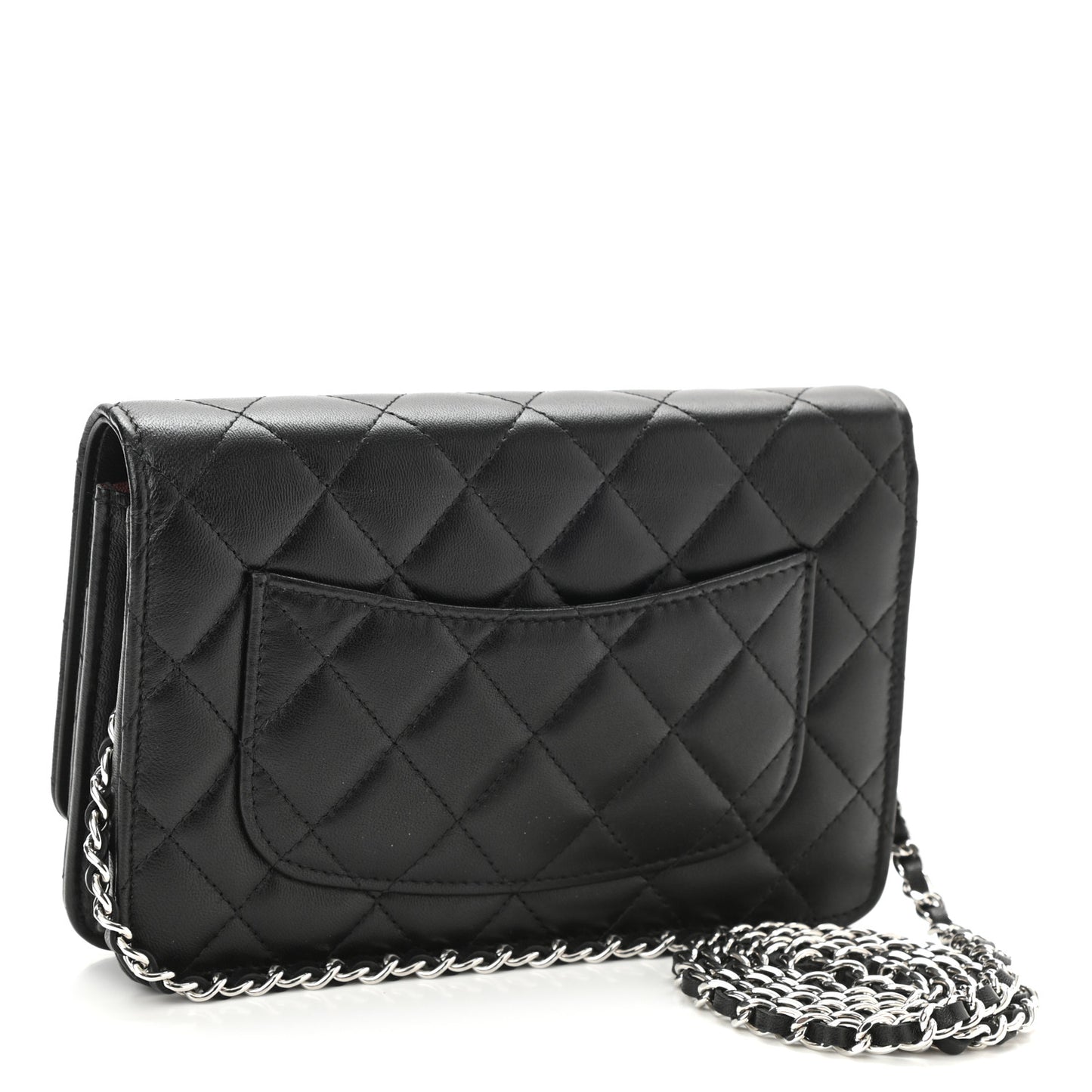 Lambskin Quilted Wallet On Chain WOC Black