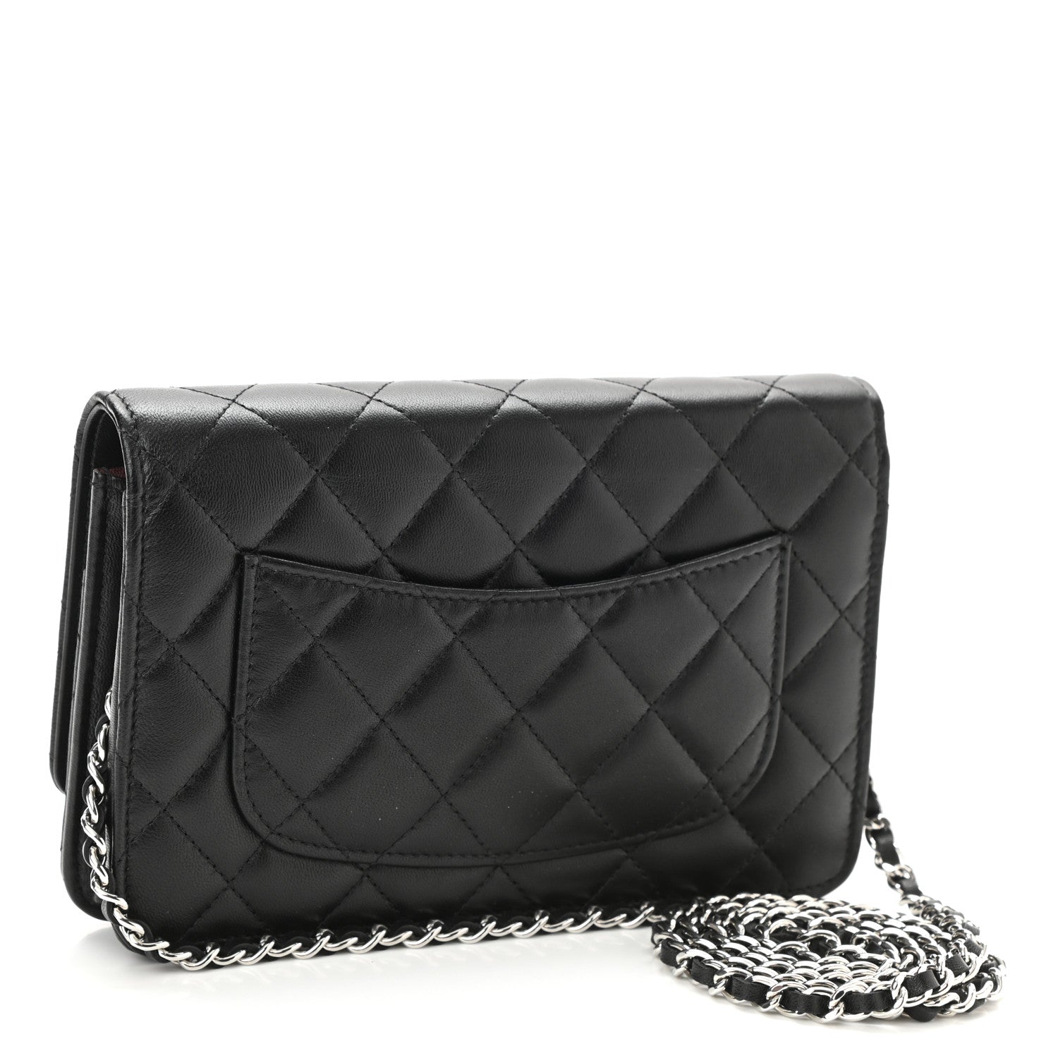 Chanel Lambskin Quilted Wallet On Chain WOC Black 3 of 12