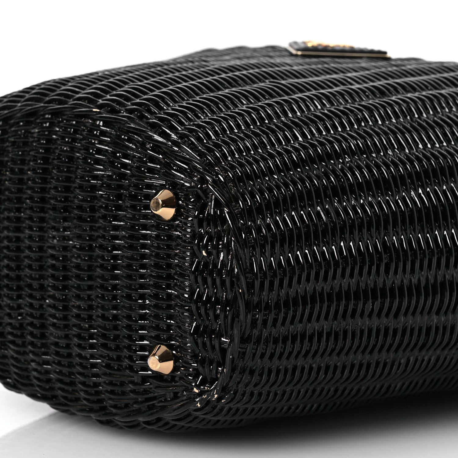 Prada Wicker Canvas Shoulder Bag Black 12 of 16