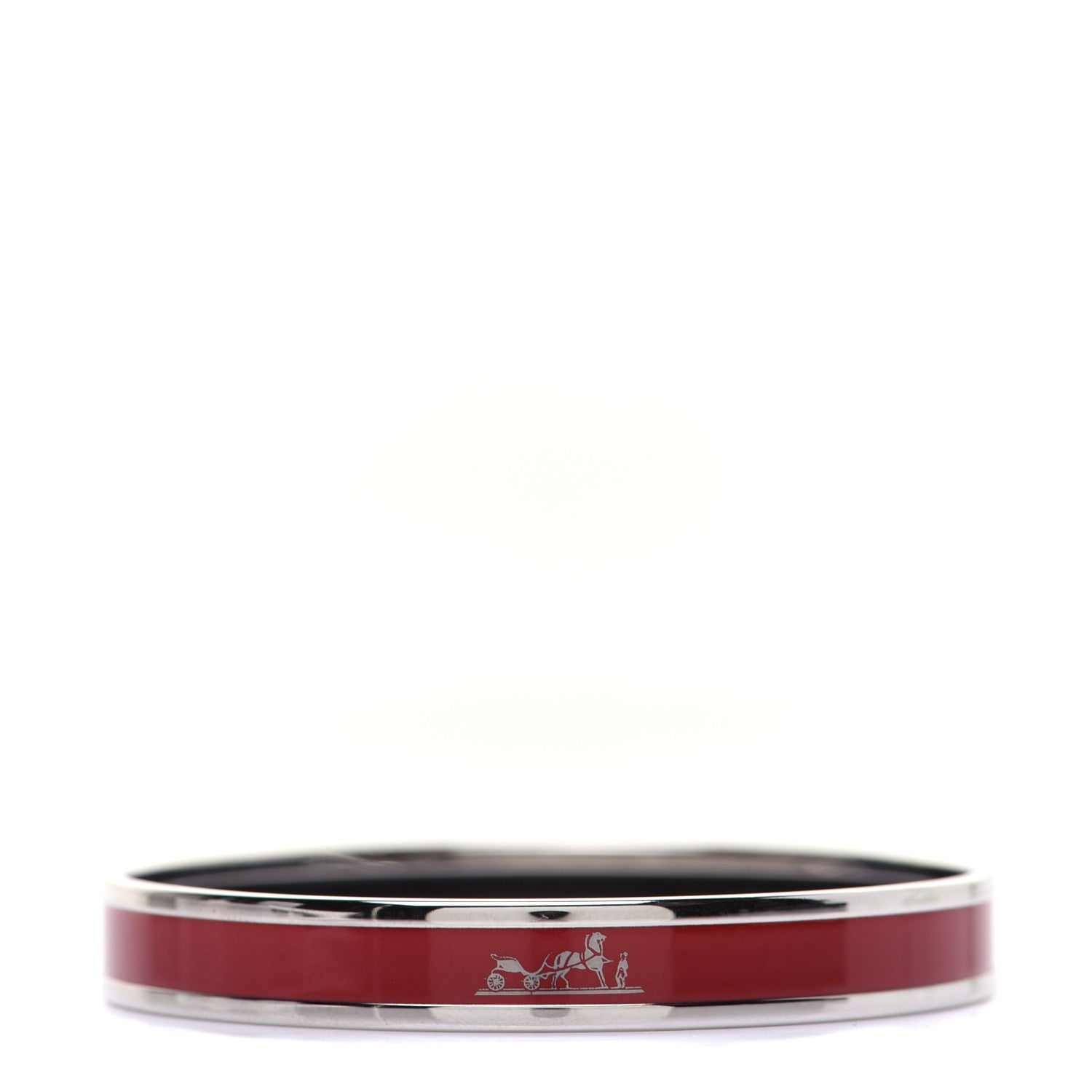 Hermes Enamel Printed Narrow Caleche Bracelet 65 Rouge H 1 of 4