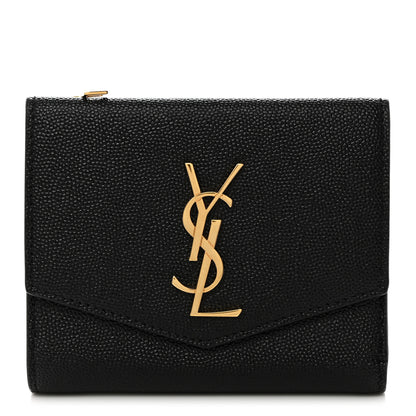 Saint Laurent Grain De Poudre Monogram Bi-Fold Wallet Black 1 of 9