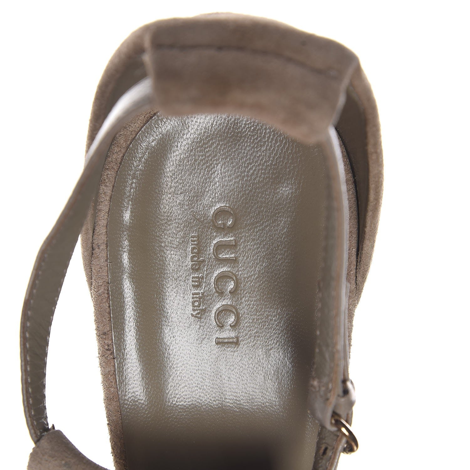 Gucci Suede Fringe Bow T-Strap High Heel Sandals 9.5 Beige 9 of 11