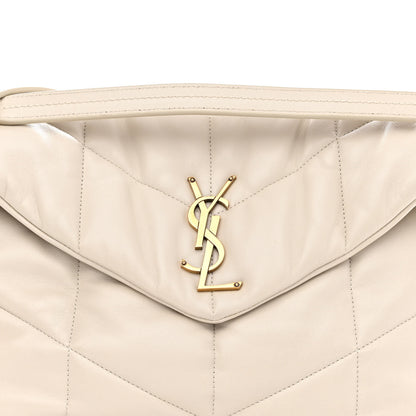 Saint Laurent Lambskin Quilted Medium Loulou Puffer Monogram Chain Satchel Crema Soft 8 of 13
