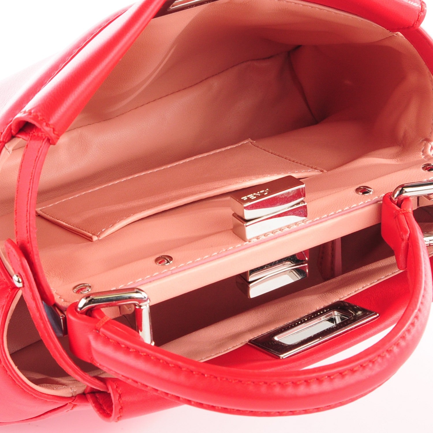 Fendi Nappa Karung Monster Eyes Mini Peekaboo Iconic Satchel Fiamma 6 of 10