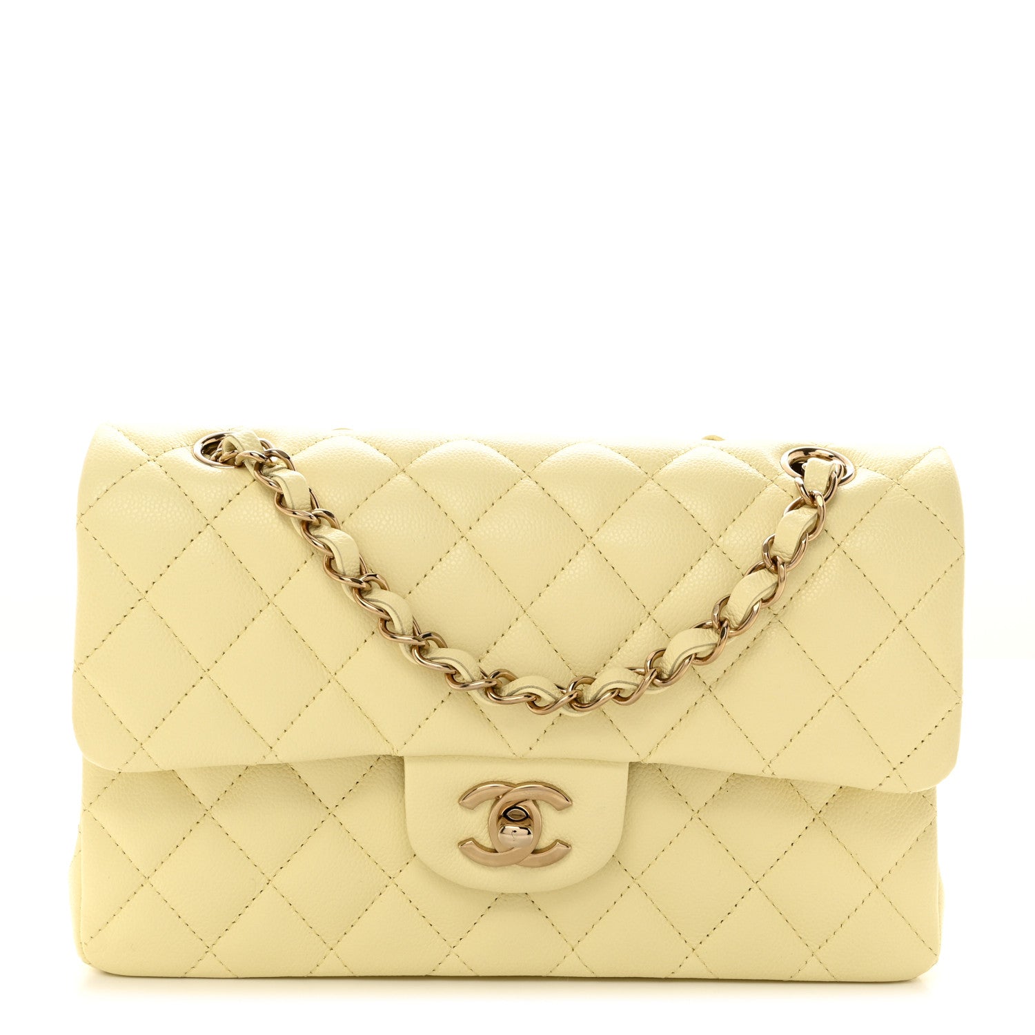 Chanel Caviar Quilted Small Double Flap Light Yellow 1 of 10