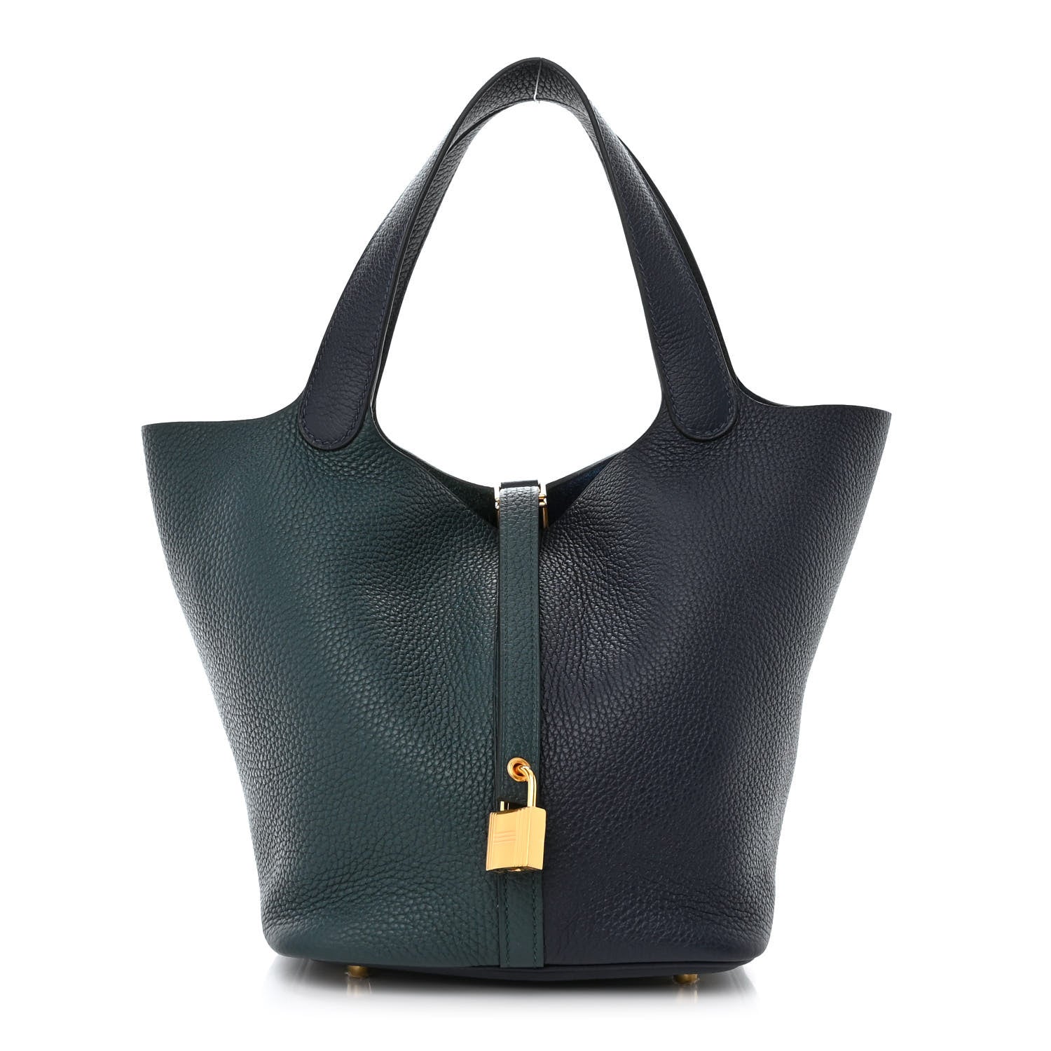 Hermes Taurillon Clemence Casaque Picotin Lock 22 MM Vert Cypres Bleu Nuit Black 1 of 12