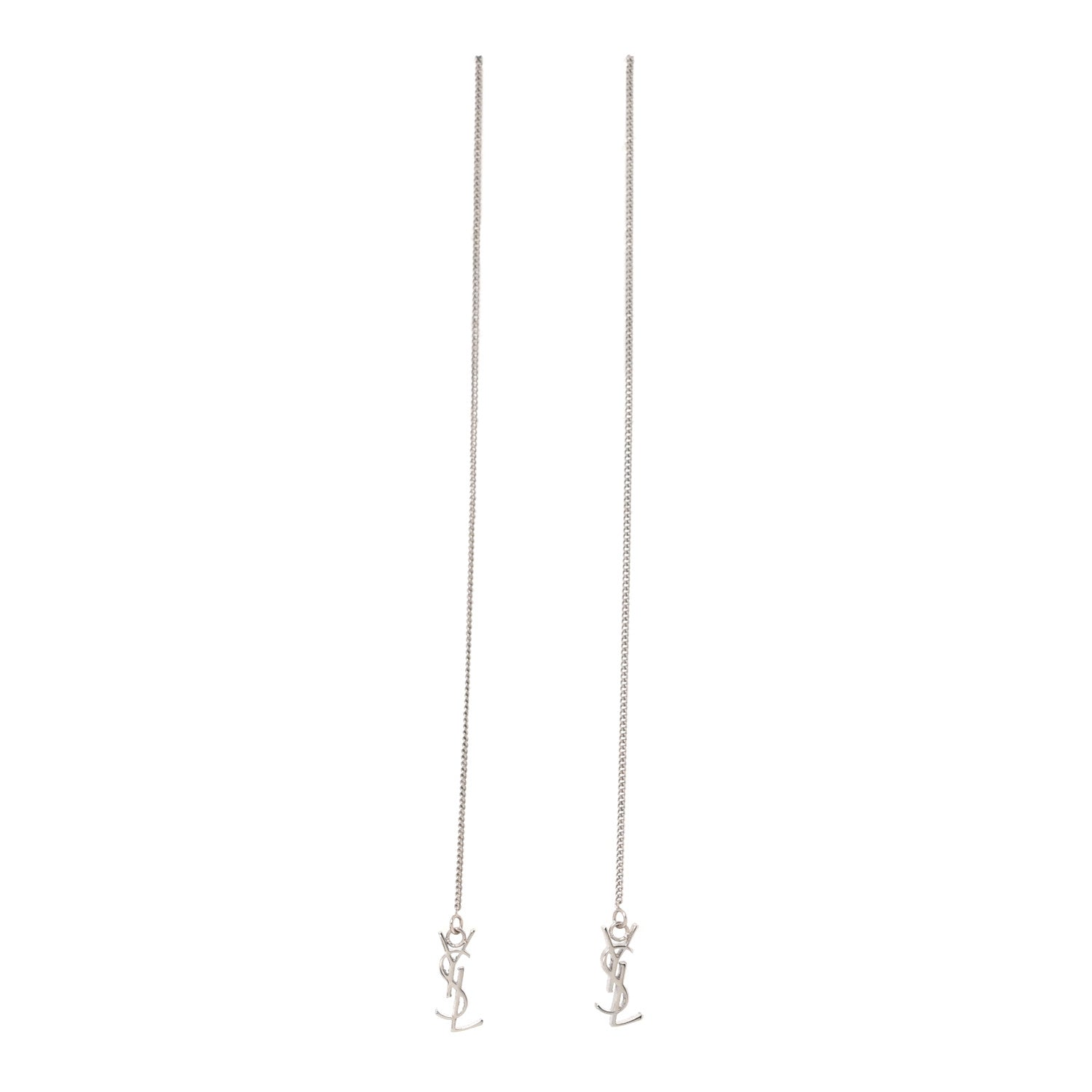 Saint Laurent Monogram Drop Earrings Silver 1 of 4
