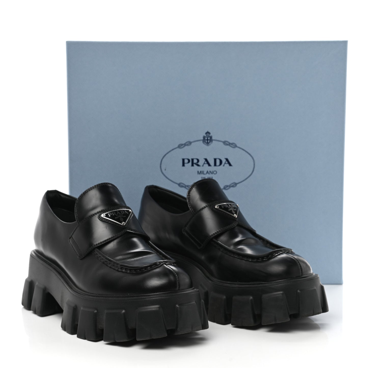 Spazzolato Rois Metal Triangle Logo Monolith 55mm Loafers 41 Black