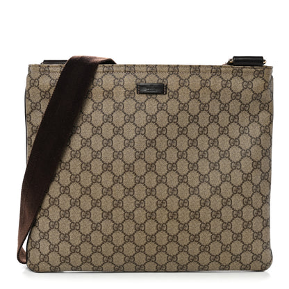 Gucci GG Supreme Monogram Medium Flat Messenger Bag Dark Brown 1 of 12