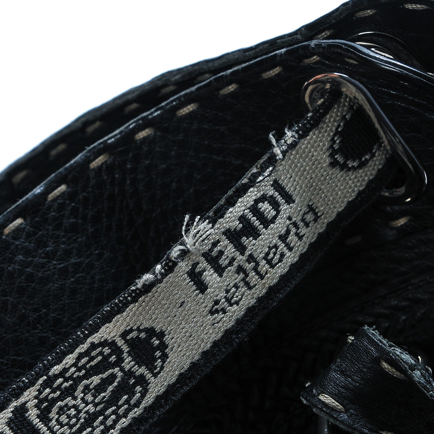 Fendi Calfskin Romano Selleria Large Villa Borghese Tote Black 10 of 20