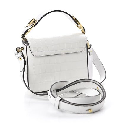 Chloe Calfskin Crocodile Embossed Mini C Double Carry Brilliant White 3 of 9