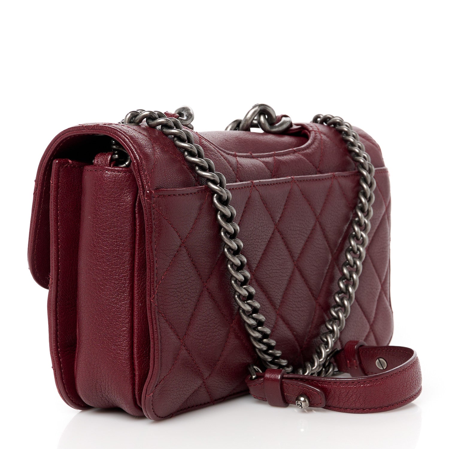 Chanel Goatskin Quilted Medium Perfect Edge Flap Burgundy 3 of 10