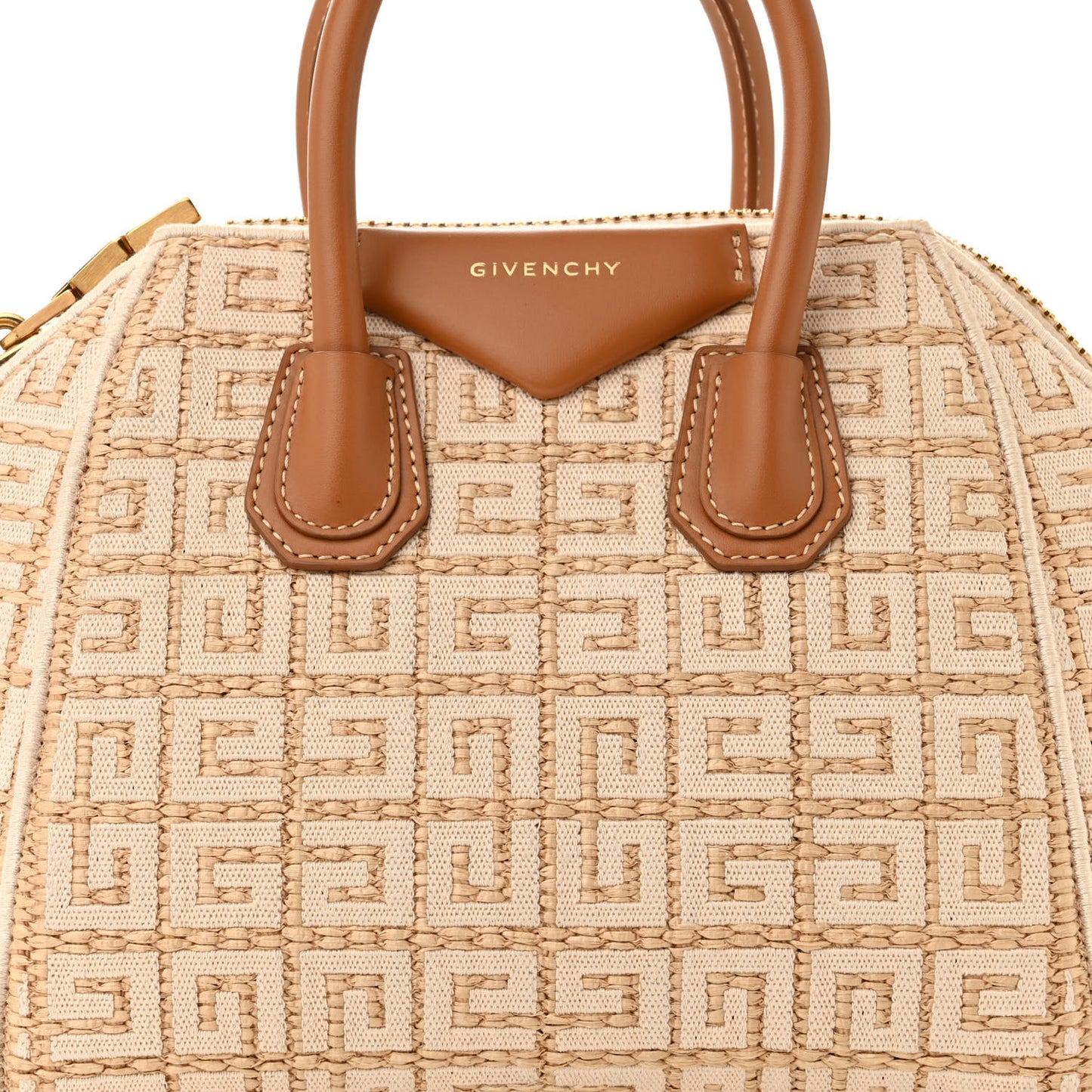 Raffia Jacquard Fabric 4G Mini Antigona Beige