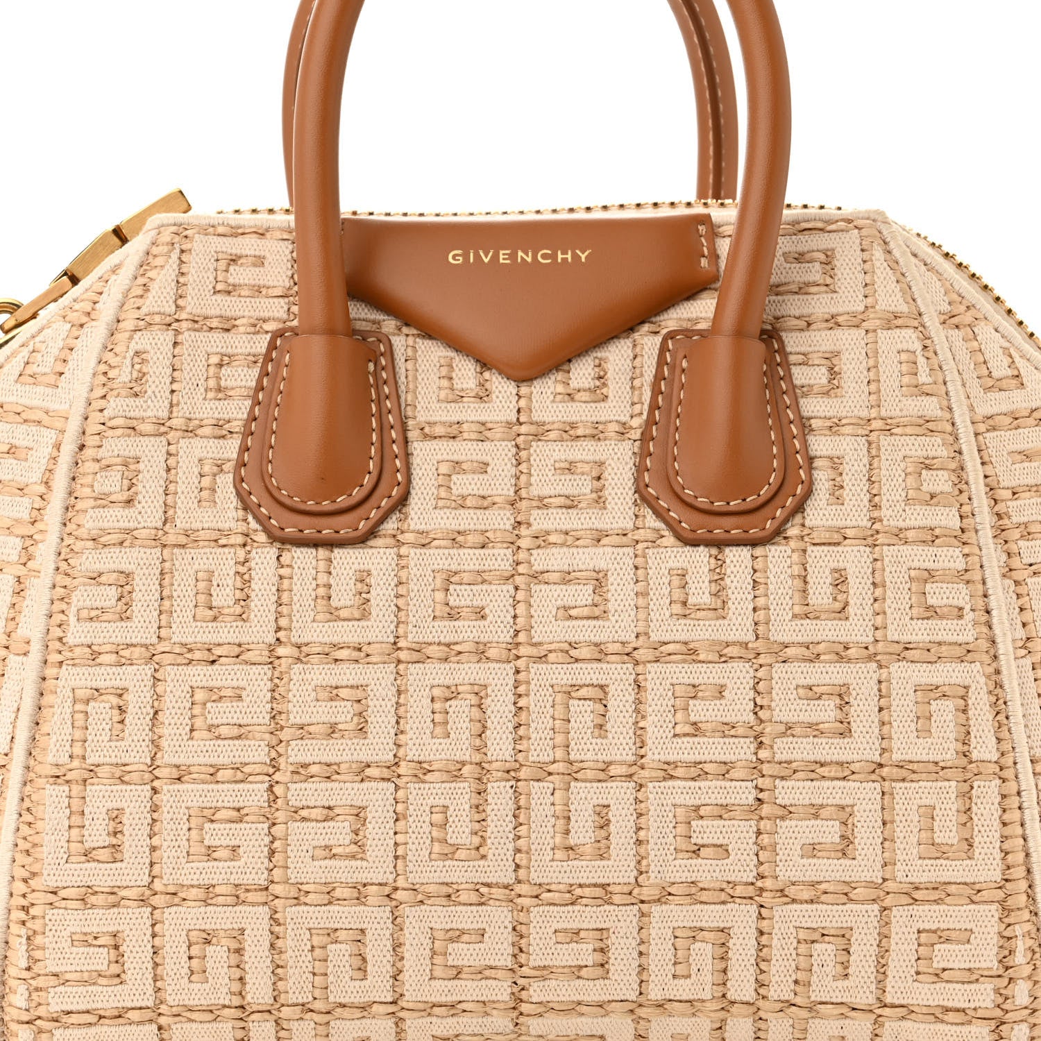 Givenchy Raffia Jacquard Fabric 4G Mini Antigona Beige 7 of 9