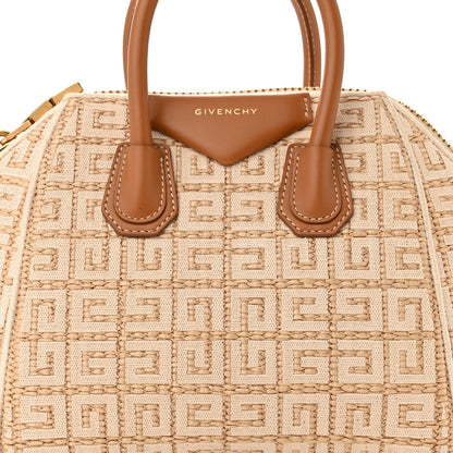 Givenchy Raffia Jacquard Fabric 4G Mini Antigona Beige 7 of 9