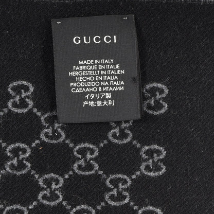 Gucci Wool Monogram Fringe Scarf Anthracite Black 4 of 4