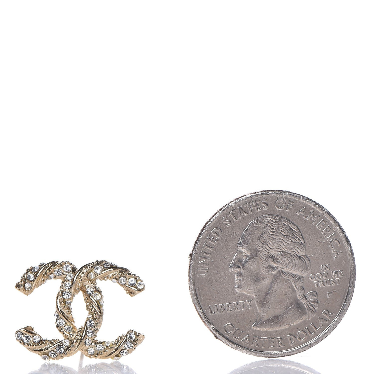 Chanel Crystal Twisted CC Earrings Gold 2 of 5