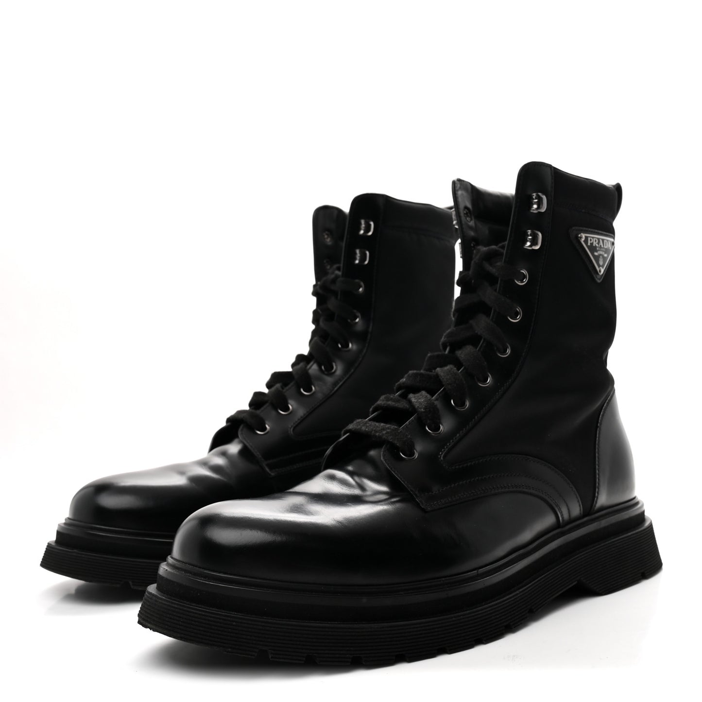 Spazzolato Rois Re-Nylon Metal Triangle Logo Mens 40mm Combat Boots 10 Black