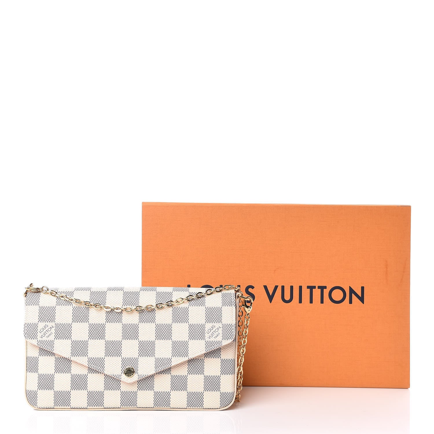 Louis Vuitton Damier Azur Pochette Felicie Chain Wallet Rose Ballerine 14 of 14