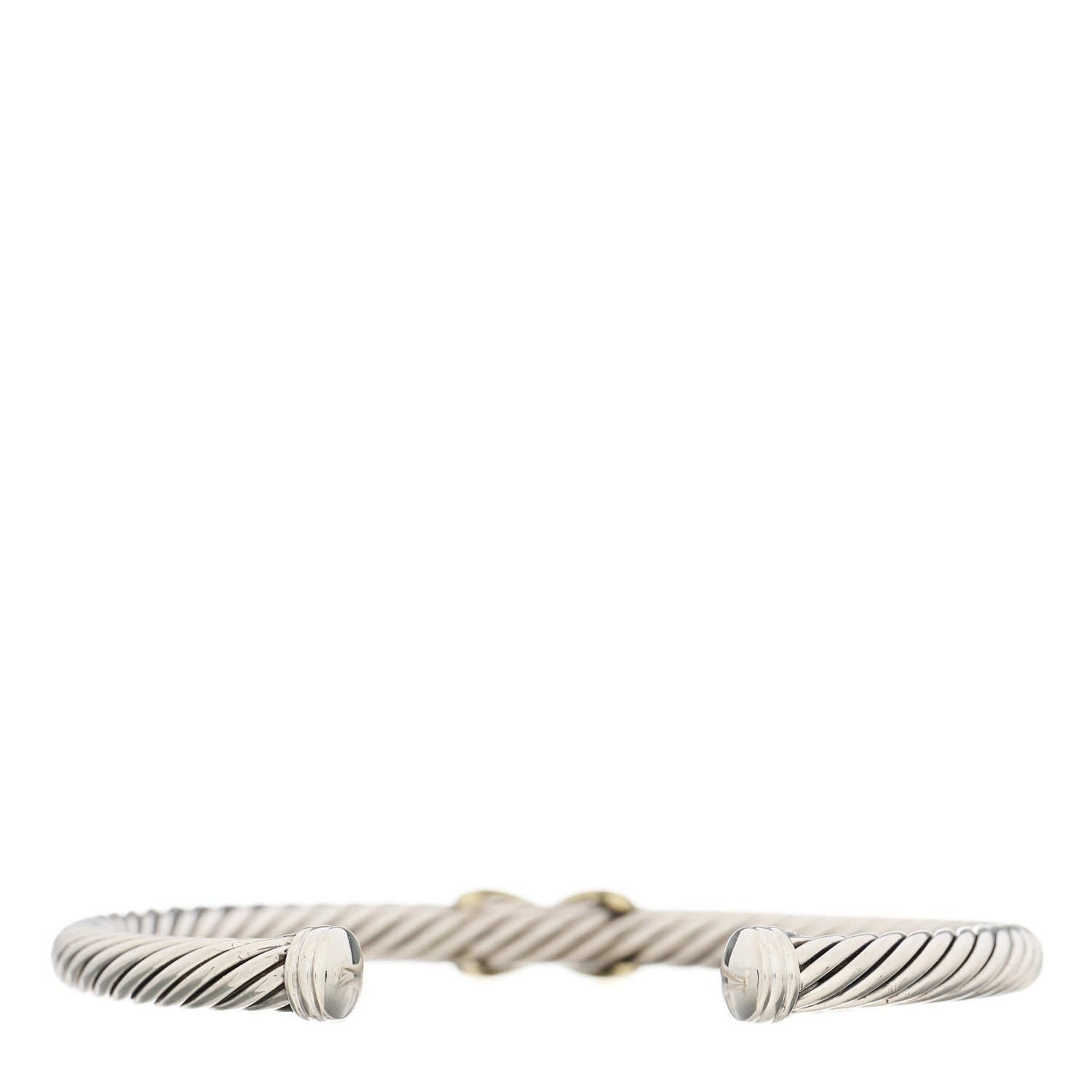 David Yurman Sterling Silver 14K Yellow Gold 5mm X Station Cable Bracelet 3 of 3