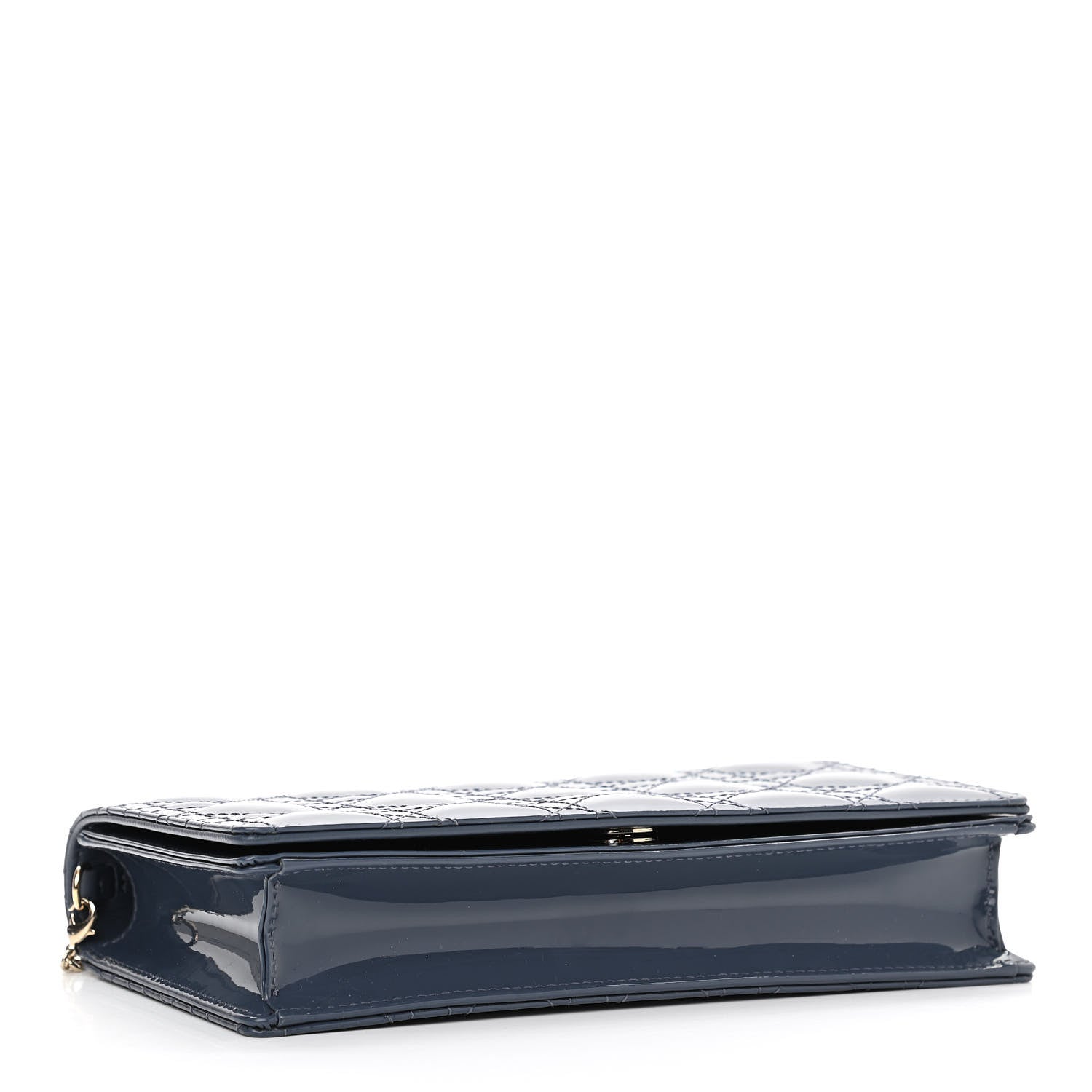 Christian Dior Patent Cannage Lady Dior Clutch Denim Blue 5 of 12