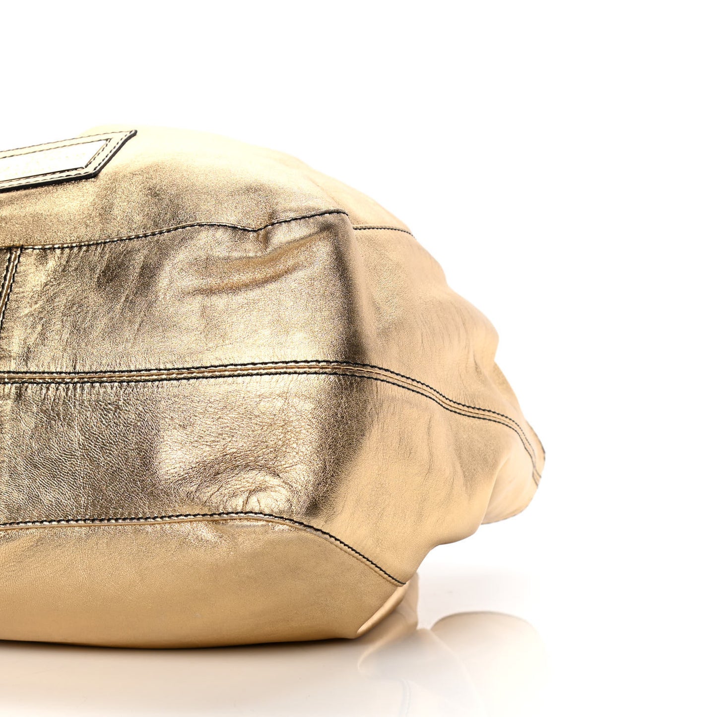 Metallic Calfskin Small Nuage Bow Hobo Gold